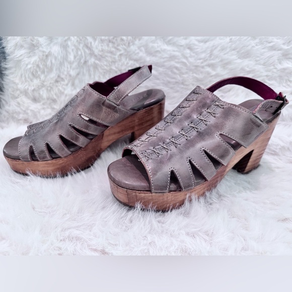 Bedstu Stylish Fontella Sandal Color Icicle Rustic Genuine Leather & Wood Soles